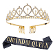 Iron with Glass Rhinestone Birthday Crown Shoulder Strap Sets(AJEW-WH0180-16)-1