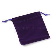 Rectangle Velours Jewelry Bags, Indigo, 11.7x9.6cm(TP-O004-A-02)