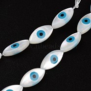 Natural Shell Beads, Horse Eye, White, 10x5x2.5mm, Hole: 1mm(BSHE-O015-36)