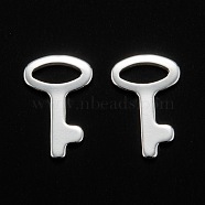 201 Stainless Steel Charms, Key, Silver, 14x9x0.8mm, Hole: 2.5x6mm(STAS-F192-034S)