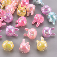 1-Hole Acrylic Shank Buttons, AB Color, Rabbit, Mixed Color, 17x14.5x14mm, Hole: 3mm, about 354pcs/500g(BUTT-S027-01D)