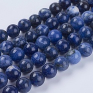 Natural Sodalite Beads Strands, Round, 10mm, Hole: 1mm, about 19pcs/strand, 7.6 inch(X-G-G515-10mm-07)