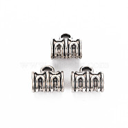 Tibetan Style Alloy Tube Bails, Loop Bails, Cadmium Free & Lead Free, Antique Silver, 10x10x6.5mm, Hole: 2mm, about 970pcs/1000g(TIBE-N011-043)