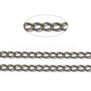 Brass Twisted Chains, Curb Chains, Soldered, with Spool, Antique Bronze, 3x2x0.45mm, about 328.08 Feet(100m)/roll(CHC-Q001-3x2mm-AB)