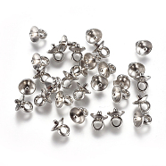 CCB Plastic Cup Pearl Peg Bails Pin Pendants, For Half Drilled Beads, Platinum, 6.5x6mm, Hole: 2mm, Pin: 1.4mm(CCB-L013-02A-P)
