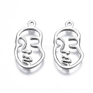 Brass Pendants, Nickel Free, Face, Real 18K Gold Plated, 20x11x1.5mm, Hole: 1.5mm(KK-S356-417-NF)