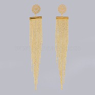 Brass Ball Chains Dangle Earrings, with Brass Slide On End Clasp Tubes and 304 Stainless Steel Stud Earring Findings, Golden, 132.5mm, Pin: 0.6mm(EJEW-JE03536)