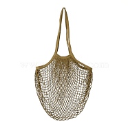 Portable Cotton Mesh Grocery Bags, Reusable Net Shopping Handbag, Khaki, 58.05cm, Bag: 35x38x1.8cm. (ABAG-H100-A14)