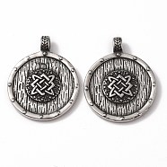 Viking 304 Stainless Steel Pendants, Flat Round with Knot, Antique Silver, 42.5x34x3.5~7mm, Hole: 5mm(STAS-L262-06AS)