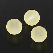 Transparent Glass Bead Strands, Frosted, Round, Light Goldenrod Yellow, 10mm, Hole: 1.3~1.6mm, about 80pcs/strand, 31.4 inch(X-GLAA-S031-10mm-23)