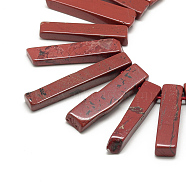 Natural Red Jasper Beads Strands, Top Drilled Beads, Rectangle, 20~65x7~15x6~10mm, Hole: 2mm, about 30~40pcs/strand, 15.75 inch(40cm)(G-R419-10)