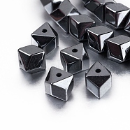 Non-magnetic Synthetic Hematite Beads Strands, Faceted, 6x6x5.5mm, Hole: 1mm, about 74pcs/strand, 16.1 inch(41cm)(G-P341-17-6x6mm)