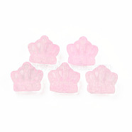 Transparent Glass Beads, Crown, Pink, 12x14x8.5mm, Hole: 1mm(GLAA-Q092-02-D03)