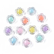 Transparent Acrylic Beads, Bead in Bead, Faceted, Flower, Mixed Color, 12x12.5x8mm, Hole: 2mm(X-TACR-S135-012)