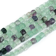 Natural Fluorite Beads Strands, Faceted, Cube, 4~5x4~5x4~5mm, Hole: 0.7mm, about 72~76pcs/Strand, 15.55 inch(39.5cm)(G-E560-A12-4mm)