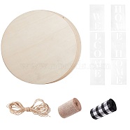 Flat Round Shape Unfinished Wood Slices, Laser Cut Wood Shapes, for DIY Painting Ornament Christmas Home Decor Pendants, Blanched Almond, 29.9x0.25cm, 4pcs/bag(DIY-SZ0002-38)