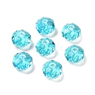 Glass Imitation Austrian Crystal Beads, Faceted, Rondelle, Cyan, 8x5~5.5mm, Hole: 1.2~1.5mm(GLAA-D015-01A-09)