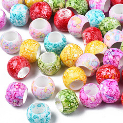 Opaque Spray Painted Acrylic Large Beads, , Rondelle, Mixed Color, 12x9mm, Hole: 6.5mm, about 825pcs/500g(MACR-S272-65)