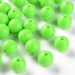 Opaque Acrylic Beads, Round, Lime, 12x11mm, Hole: 1.8mm, about 566pcs/500g(MACR-S370-C12mm-23)