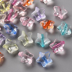 Transparent Acrylic Beads, Star, Mixed Color, 13x14x7.5mm, Hole: 1.5mm(X-TACR-S154-22A)