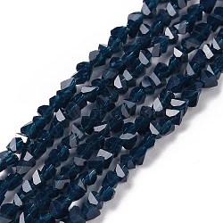 Glass Beads Strands, Imitation Jade Glass, Faceted, Polygon, Prussian Blue, 2.5x2.5x2.5mm, Hole: 0.7mm, about 150pcs/strand, 13.39''(34cm)(GLAA-L031-01-C18)