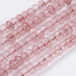 Cherry Quartz Glass Beads Strands, Faceted, Rondelle, 4~4.5x2~2.5mm, Hole: 1mm, about 150pcs/strand, 15.1  inch~15.3 inch(38.5~39cm)(G-K255-06A)