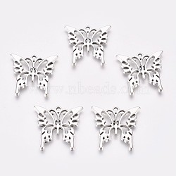 Tibetan Style Alloy Pendants, Lead Free and Cadmium Free, Antique Silver, Butterfly, 25x26x2mm, Hole: 2mm(X-TIBEP-A8788-S-LF)