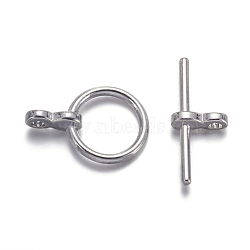 Tibetan Style Toggle Clasps,  Lead Free & Cadmium Free & Nickel Free, Ring, Platinum Color, Ring: 17x12x4mm, Bar: 8x19x4mm, Hole: 2mm(TIBE-AB2035Y-N-NF)