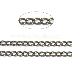 Brass Twisted Chains, Curb Chains, Soldered, with Spool, Antique Bronze, 3x2x0.45mm, about 328.08 Feet(100m)/roll(CHC-Q001-3x2mm-AB)