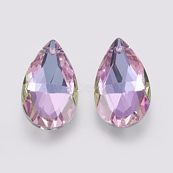 K9 Glass Rhinestone Pendants, Imitation Austrian Crystal, Faceted, teardrop, Violet, 27.5~28x16~16.5x8~8.5mm, Hole: 1.6mm(GLAA-K034-K01)