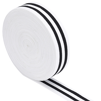 BENECREAT Flat Elastic Rubber Cord/Band, Webbing Garment Sewing Accessories, Black & White, 25mm