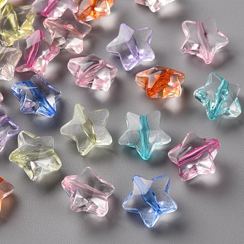 Transparent Acrylic Beads, Star, Mixed Color, 13x14x7.5mm, Hole: 1.5mm
