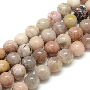Natural Sun Stone Beads Strands, Round, 6x6mm, Hole: 1mm, about 62pcs/strand, 15.5 inch