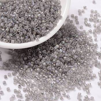 Cylinder Seed Beads, Frosted AB Colors, Round Hole, Uniform Size, Gray, 2x1.5mm, Hole: 0.8mm, about 40000pcs/bag, about 450g/bag