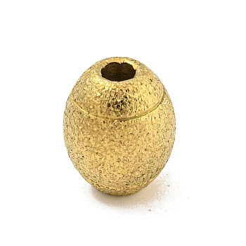 304 Stainless Steel Textured Beads, Oval, Golden, 12x10mm, Hole: 2.8mm