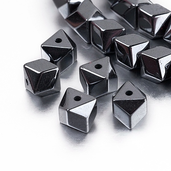Non-magnetic Synthetic Hematite Beads Strands, Faceted, 6x6x5.5mm, Hole: 1mm, about 74pcs/strand, 16.1 inch(41cm)