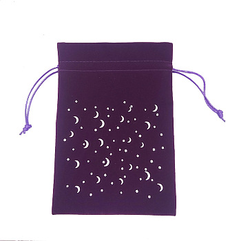 Velvet Tarot Cards Storage Bags, Tarot Desk Storage Holder, Purple, Starry Sky Pattern, 18x13cm