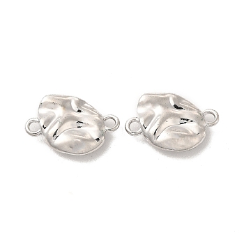 Alloy Connector Charms, Long-Lasting Plated, Cadmium Free & Lead Free, Textured Oval, Platinum, 11.5x14x4mm, Hole: 1.6mm