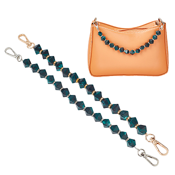 WADORN 2Pcs 2 Colors Resin Faceted Beaded Bag Handles, with Alloy Swivel Clasp, for Purse Making Accessories, Platinum & Light Gold, 31x1.3cm, 1pc/color