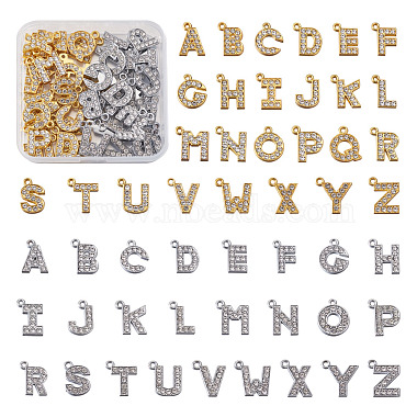 Platinum & Golden Alphabet Alloy+Rhinestone Pendants