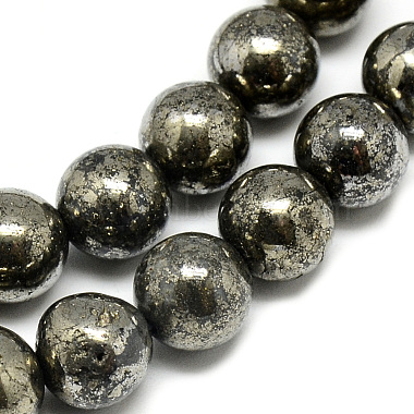 Natural Pyrite Beads Strands(G-S265-03-4mm)-2