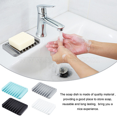 AHADEMAKER 4Pcs 4 Colors Silicone Self Draining Soap Dish Holder(AJEW-GA0004-79)-5