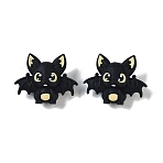 Halloween Theme Silicone Focal Beads, Bat, Black, 28.5x35.5x16mm, Hole: 2mm(SIL-M005-05A)