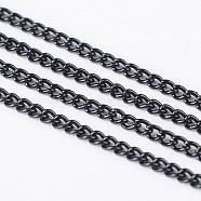 Electrophoresis Iron Curb Chains, Unwelded, with Spool, Black, 3x2x0.6mm, about 32.8 Feet(10m)/roll(X-CH-R063-K127)