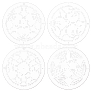 Acrylic Embroidery Tool, Drawing Line Template, Flower Pattern, Clear, 114.5x2mm, 4pcs/set(DIY-WH0028-92)