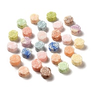 Synthetic Coral Carved Beads, Dyed, Flower, Mixed Color, 12~13x14~14.5x8~8.5mm, Hole: 1.5~1.6mm(CORA-A011-02C)