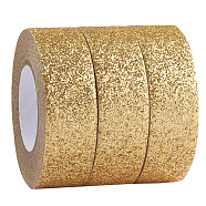 3 Rolls Glitter Foil Masking Tapes, DIY Scrapbook Decorative Adhesive Tapes, for Craft and Gifts, Gold, 15x47.5x15mm(DIY-GF00007-47B)