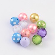 Round Chunky Acrylic Bubblegum Ball Beads, Mixed Color, 20mm, Hole: 3mm, about 12pcs/50g(OACR-X0005)