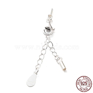 925 Sterling Silver Curb Chain Extender, End Chains with Lobster Claw Clasps and Cord Ends, Teardrop Chain Tabs, with S925 Stamp, Silver, 22.5mm(STER-G039-01B-S)