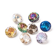 K9 Glass Rhinestone Pointed Back Cabochons, Back Plated, Faceted, Diamond, Flower Pattern, Mixed Color, 14x7mm(RGLA-P030-06A-M01)